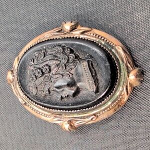 Elegant Black Cameo Brooch